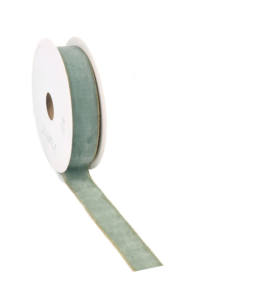 Velvet Lint Light Olive met Gouden Rand - Luxe Fluwelen Lint - Woven Edge - Decoratief - Veelzijdig