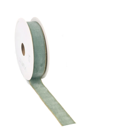 Velvet Lint Light Olive met Gouden Rand - Luxe Fluwelen Lint - Woven Edge - Decoratief - Veelzijdig