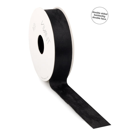 Dubbelzijdig Velvet Lint - Zwart - Double Face - 10mm / 25mm / 40mm × 5m