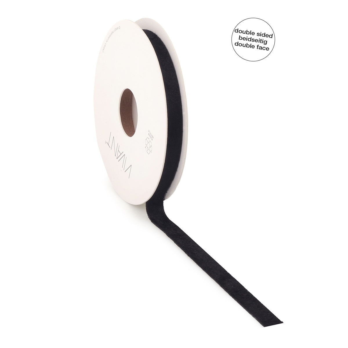 Dubbelzijdig Velvet Lint - Zwart - Double Face - 10mm / 25mm / 40mm × 5m