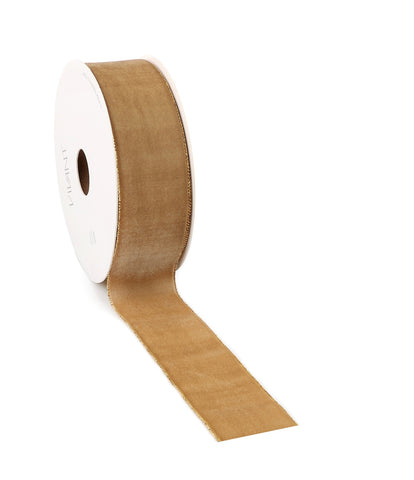 Velvet Lint Zand met Gouden Rand - Enkelzijdig Fluwelen Lint - Cadeaulint - Decoratielint - DIY