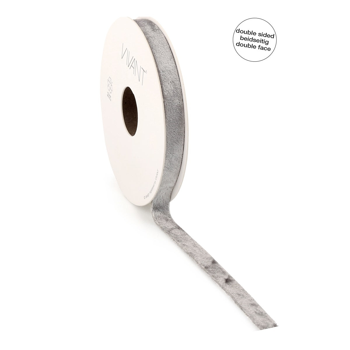 Double Face Velvet Ice Lint Zilver - Dubbelzijdig Fluweel - Luxe Uitstraling - 3 Breedtes - 5 Meter