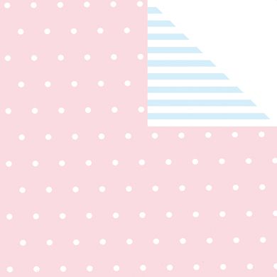 Inpakpapier Baby - Dubbelzijdig Stippen & Strepen - Roze & Lichtblauw - 100 g/m²