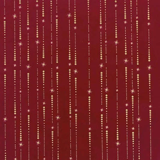 Raining Gold Stars - Inpakpapier - Matt Burgundy - 80 gr/m² glanzend wit papier - 150 meter rol