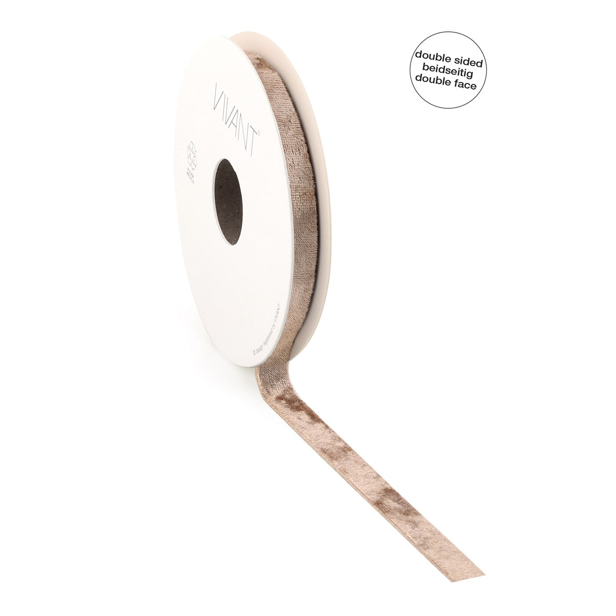 Dubbelzijdig Velvet Lint - Nude - Double Face - 10mm 25mm of 40mm - 5 Meter