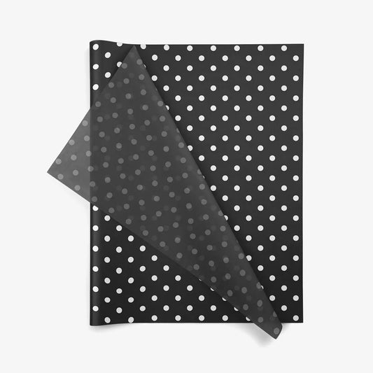 Vloeipapier Zwart met witte stippen 36x50 cm & 50x76 cm