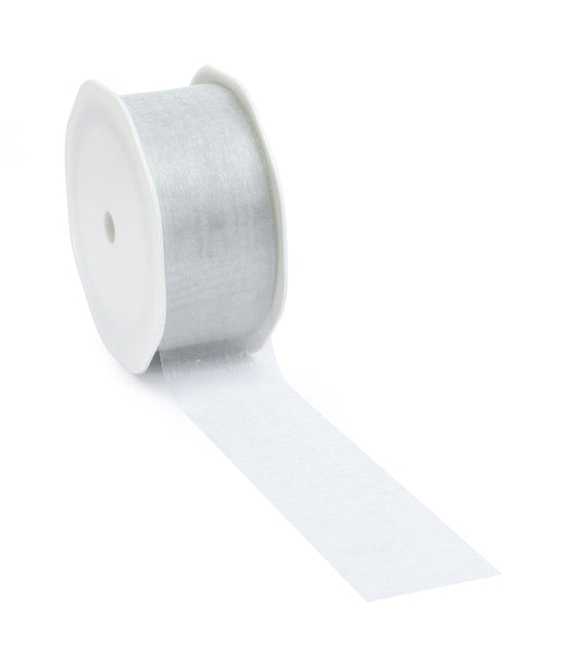 Zilvergrijs voile lint
