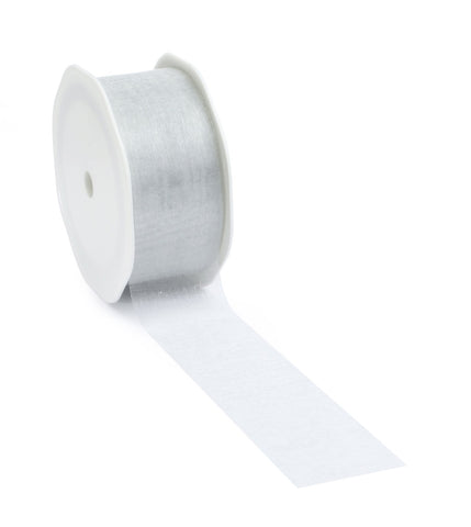 Zilvergrijs voile lint