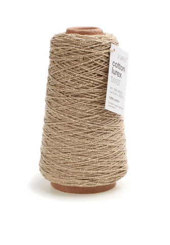 Katoentouw naturel met goudkleurige accenten