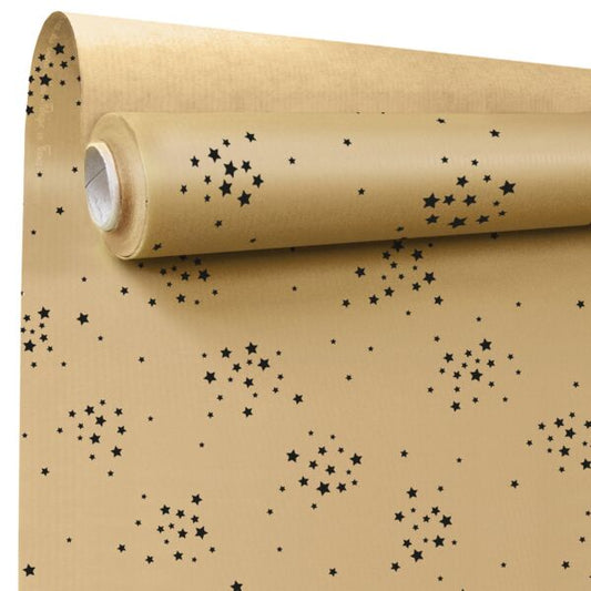 Kraft Inpakpapier Zwarte Sterren – 69cm x 50m