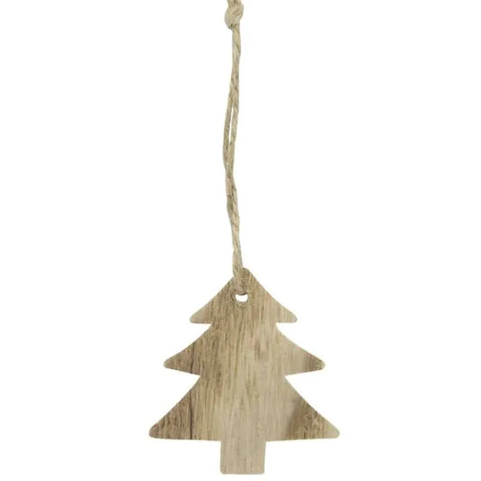 Kerst Cadeauhanger Naturel Kerstboom – Set van 24 | Vintage Houten Hangers