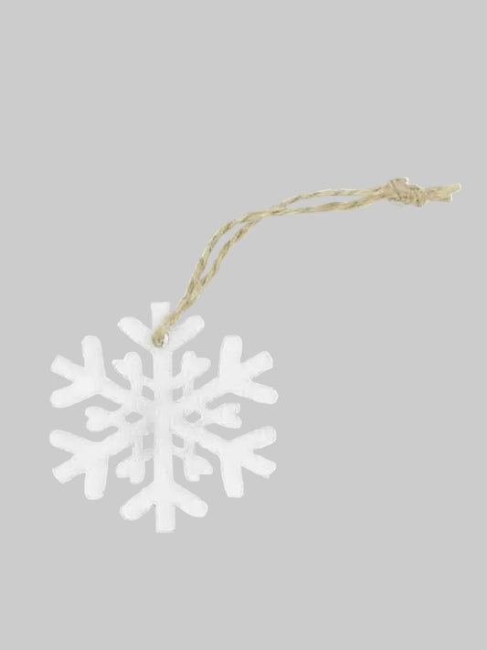 Houten hanger Sneeuwvlok (24 stuks) – Wit | 5 cm x 5 cm