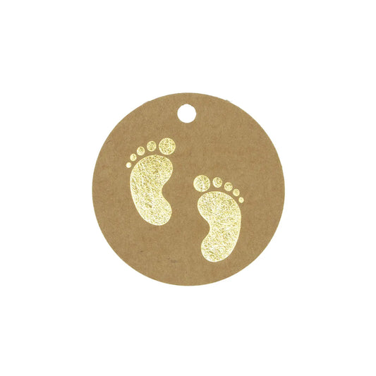 Kraftlabel Babyvoetjes Goud - 50mm - 50 stuks