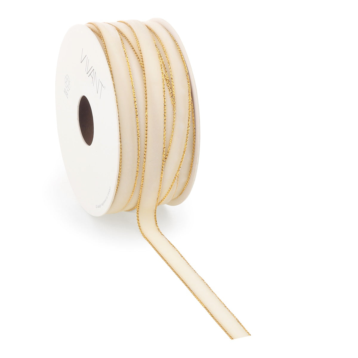 Velvet Lint Crème met Gouden Rand - Luxe Enkelzijdig Fluweel - Cadeaulint - Decoratielint