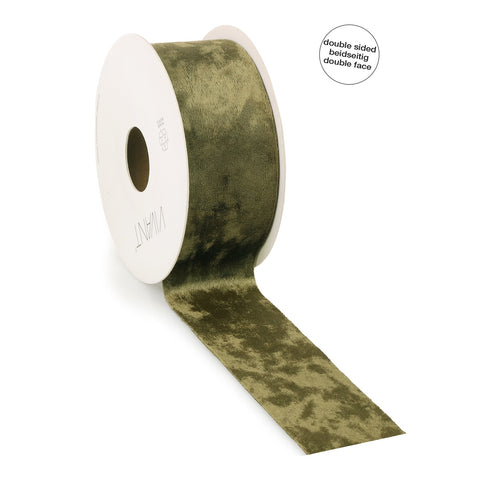 Dubbelzijdig Velvet Lint - Mosgroen - Double Face - 10/25/40 mm × 5 m