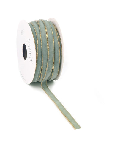 Velvet Lint Light Olive met Gouden Rand - Luxe Fluwelen Lint - Woven Edge - Decoratief - Veelzijdig
