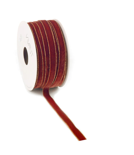 Velvet Lint Brique met Gouden Rand - Enkelzijdig - Luxe Fluweel - Cadeaulint