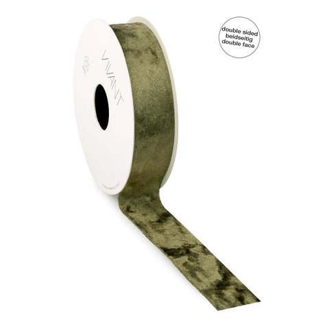 Dubbelzijdig Velvet Lint - Mosgroen - Double Face - 10/25/40 mm × 5 m