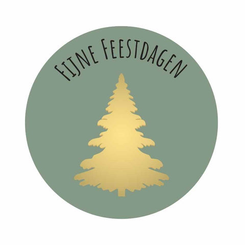 Fijne Feestdagen Etiketten – Olijfgroen & Goud