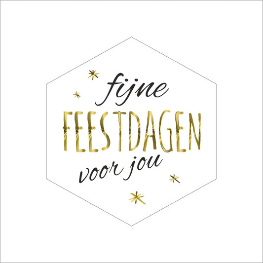 Fijne Feestdagen Wensetiket 6Hoek | 250 Stuks Hoogglans -Sticker-Etiket- - Kadopapier.net