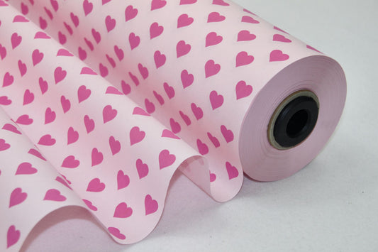 Sweet Hearts Bloemenpapier Rol - Roze Hartjes Dessin - Natbestendig - Scheurvast - 50 cm Breed