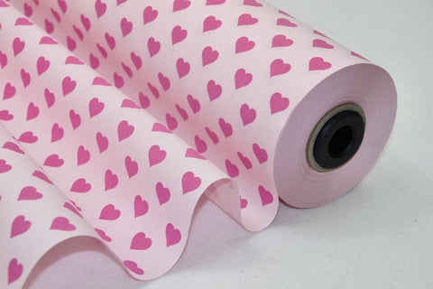 Sweet Hearts Bloemenpapier Rol - Roze Hartjes Dessin - Natbestendig - Scheurvast - 50 cm Breed