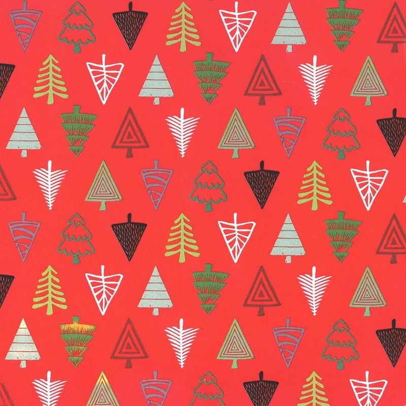 Kerst Kadozakje Kerstbomen Rood - 200 stuks - 12x19 cm, 17,5x25 cm, 22x30 cm - Kadopapier.net