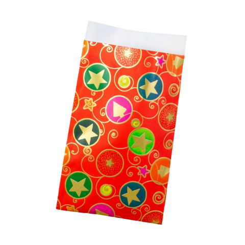Kerstzakje Sterren en Cirkels 12x19, 17,5x25, 23x31,5 cm