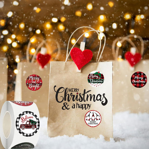 Sluitsticker kerst plaid