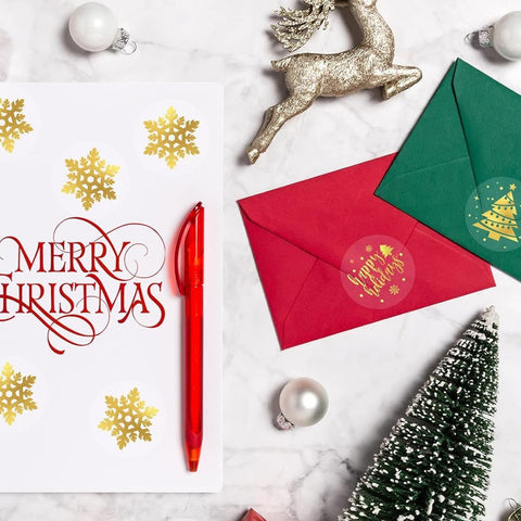 Sluitsticker Merry Christmas Goud/transparant