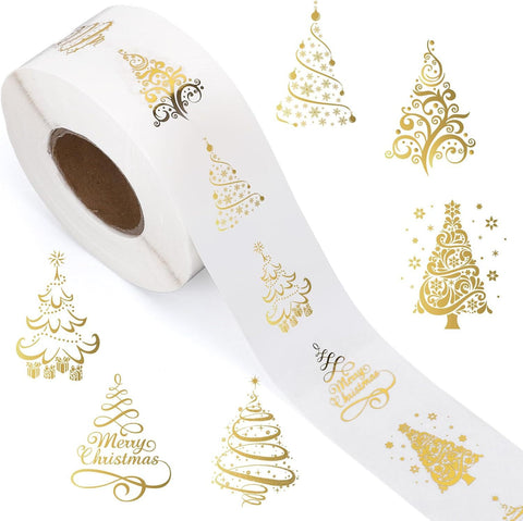 Sluitsticker Christmas Tree Goud/transparant