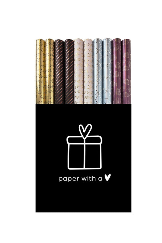 Paris – Cadeaupapier Displaybox - 50 Rollen Graspapier - FSC Recycled - Diverse Designs