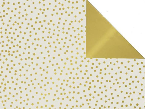 Luxe Dubbelzijdig Inpakpapier - Parelgrijs met Gouden Stippen & Gouden Achterzijde