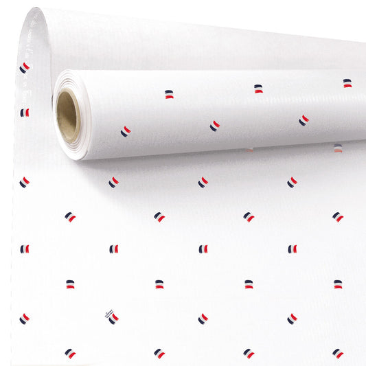 Vlaggen - Rol inpakpapier – Wit gestreept kraft met kleurrijke vlaggen