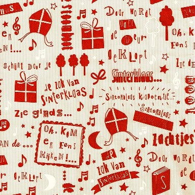 Sint Tekst Inpakpapier - 30 cm & 50 cm Breed, 125 Meter - Kadopapier.net