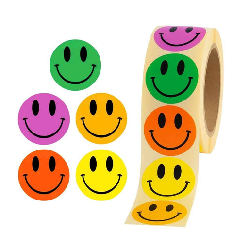 Wensetiket Smiley mix kleuren -Sticker-Etiket