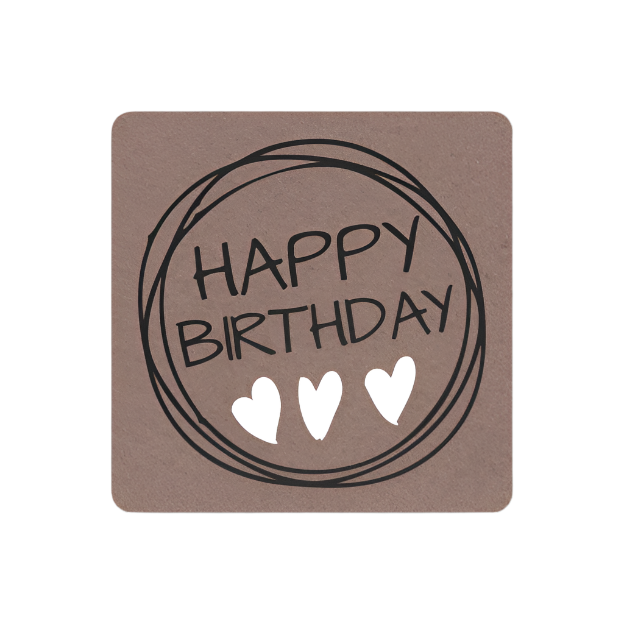 Vierkant Kraft etiket Birthday - Kadopapier.net