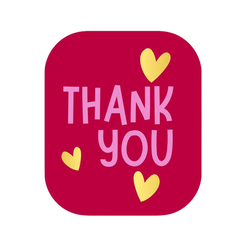 Thank You Stickers - Sluitstickers Rood - Roze Opdruk - Metallic Goud Hartjes - 250 stuks