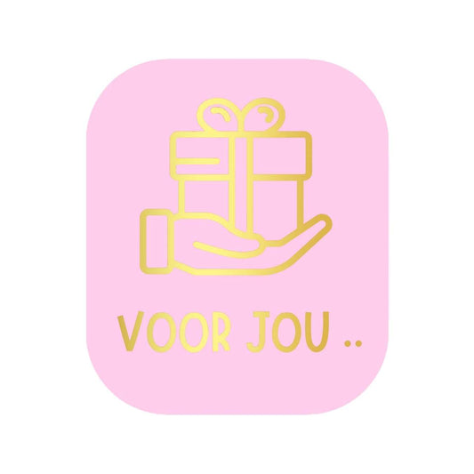 "Voor Jou.." Cadeau Stickers - Sluitstickers - Roze met Metallic Goud - 39x45 mm - 250 stuks