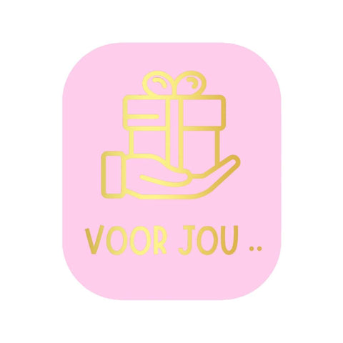 "Voor Jou.." Cadeau Stickers - Sluitstickers - Roze met Metallic Goud - 39x45 mm - 250 stuks