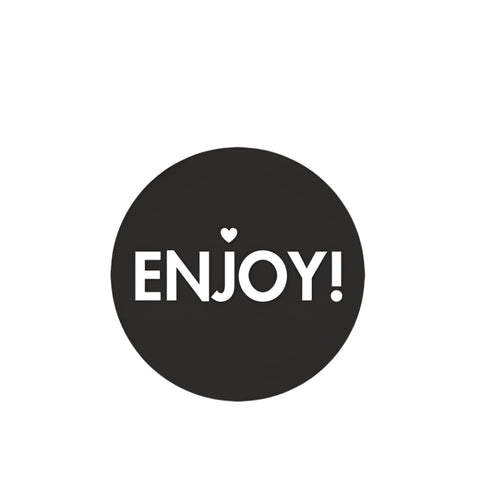 Wensetiket Enjoy zwart - Kadopapier.net