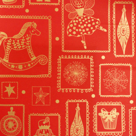 Nutcracker Kerst Inpakpapier – Luxe Rood met Goud – 80 grams Gestreken Papier – Verkrijgbaar in 30, 50 & 70 cm breedte